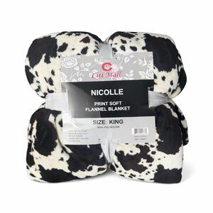 Nicolle Flannel Blanket - King Size, Black and Cream